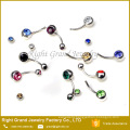 316L Surgical Stainless Steel Double Rhinestone Navel Ring